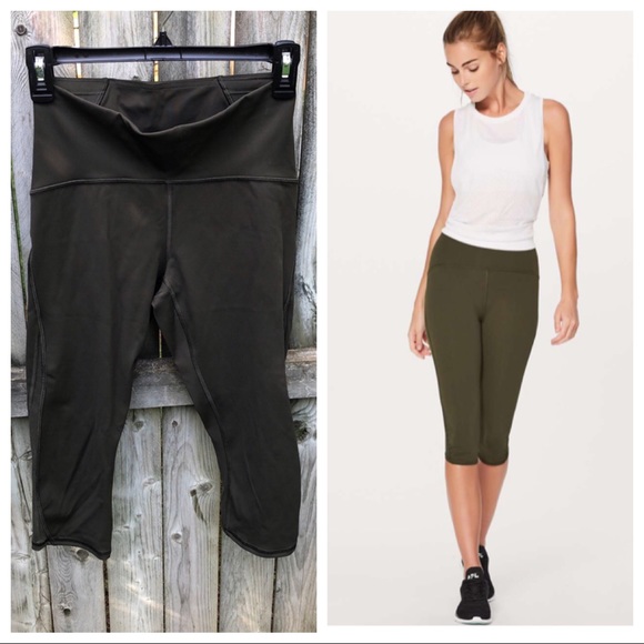 lululemon athletica Pants - Lululemon Train Times Crop 17" Dark Olive 6